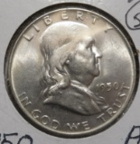 1950-D FRANKLIN HALF DOLLAR CHOICE AU-58