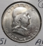 1951-S FRANKLIN HALF DOLLAR CHOICE AU-58