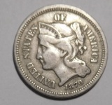 1870 THREE CENT NICKEL FINE