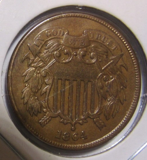 1864 LM TWO CENTS CH AU