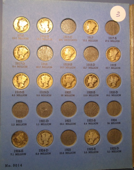 LOT OF THIRTY FIVE MISC. EARLY DATE/MINT MERCURY DIMES AVE. CIRC. (35 COINS)