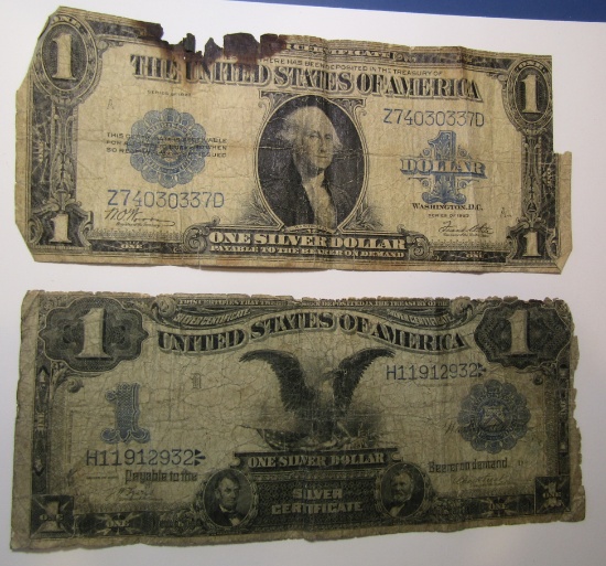 LOT OF 1899 BLACK EAGLE & 1923 $1.00 SILVER CERTIFICTE NOTES (2 NOTES)