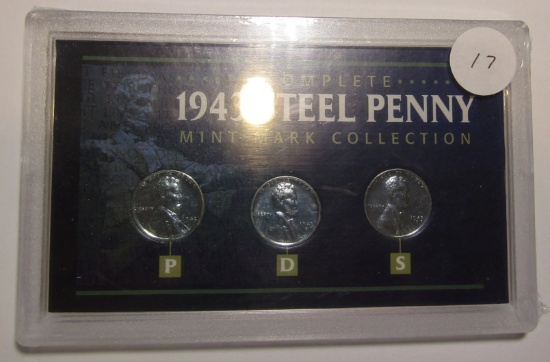 1943 STEEL PENNY MINT MARK COLLECTION UNC