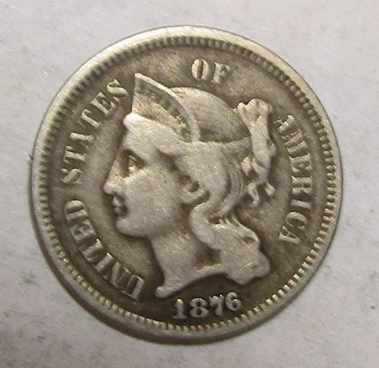 1876 THREE CENT NICKEL VG/FINE