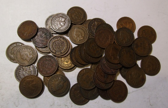 1909 INDIAN CENT ROLL AVE. CIRC. (53 COINS)