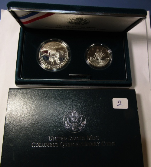 1992 COLUMBUS QUINCENTENARY TWO COIN PROOF SET