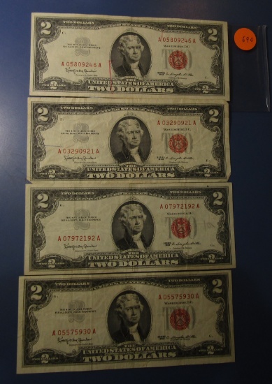 LOT OF FOURTEEN ONE MISC. 1963 $2.00 US NOTES FINE-UNC INCL. STAR NOTE (14