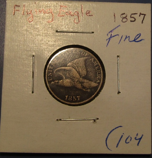 1857 FLYING EAGLE CENT FINE