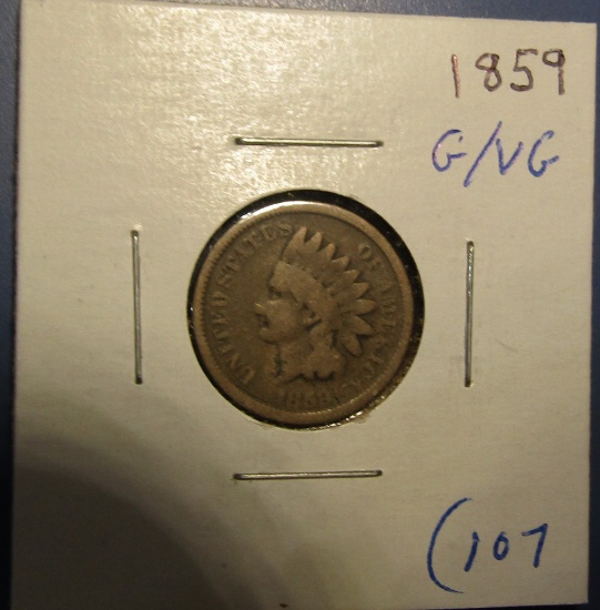 1859 INDIAN CENT G/VG