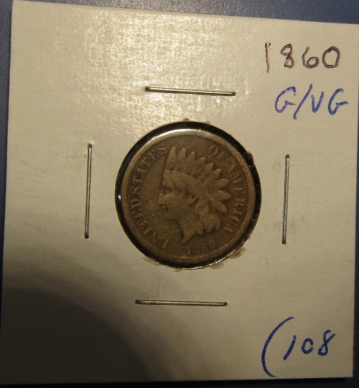 1860 INDIAN CENT G/VG