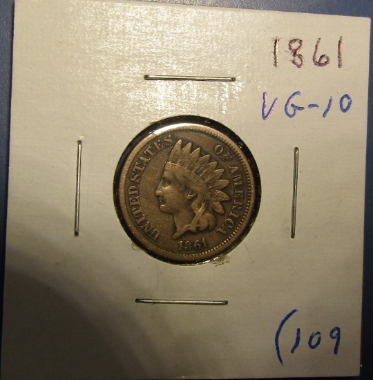 1861 INDIAN CENT VG-10