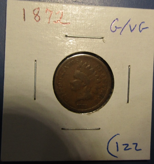 1872 INDIAN CENT G/VG
