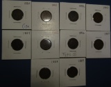 LOT OF TEN INDIAN CENTS 1880'S AVE. CIRC. (10 COINS)