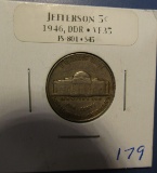 1946 DDR JEFFERSON NICKEL VF-35