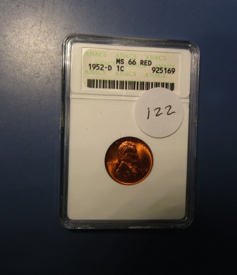 1952-D LINCOLN CENT ANACS MS-66 RED