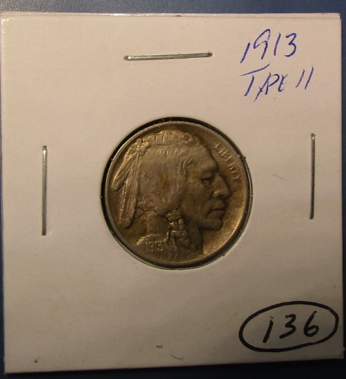 1913 TYPE 2 BUFFALO NICKEL CH AU-55
