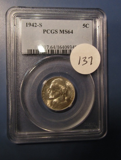 1942-S JEFFERSON NICKEL PCGS MS-64