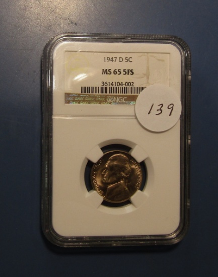 1947-D JEFFERSON NICKEL NGC MS-65 5 FULL STEPS