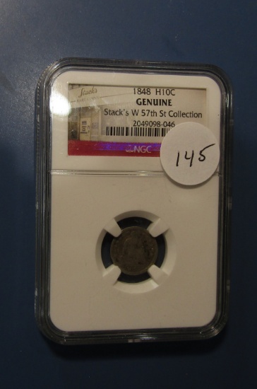 1848 SEATED HALF DIME NGC GENUINE