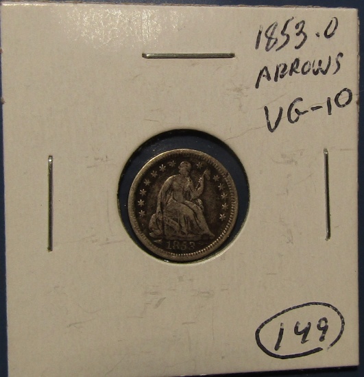 1853-O ARROWS SEATED HALF DIME  VG-10