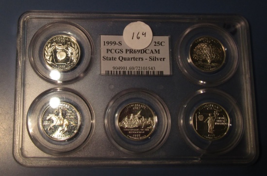 1999-S SILVER STATE QUARTER SET PCGS PF-69 DEEP CAMEO ( 5 COINS)