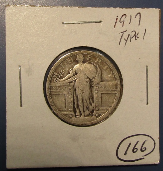 1917 TYPE 1 STANDING LIB. QUARTER VG-8