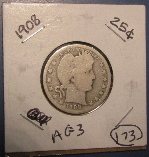 1908 BARBER QUARTER AG-3