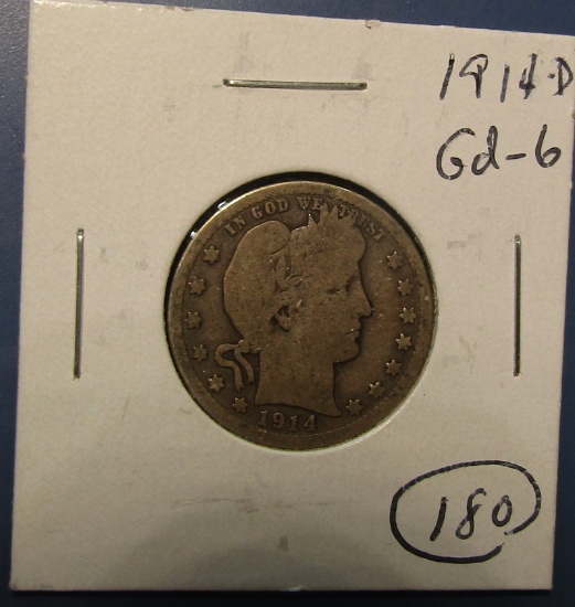 1914-D BARBER QUARTER GOOD-6