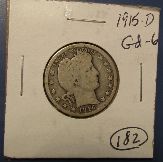 1915-D BARBER QUARTER GOOD-6
