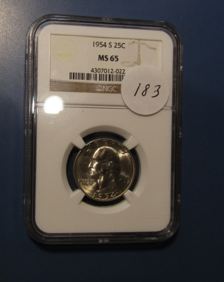 1954-S WASHINGTON QUARTER NGC MS-65