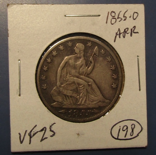 1855-O ARROWS SEATED HALF DOLLAR VF-25