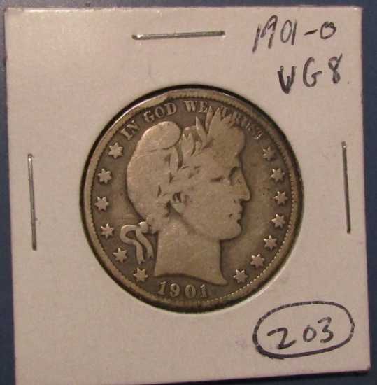 1901-O BARBER HALF DOLLAR VG-8