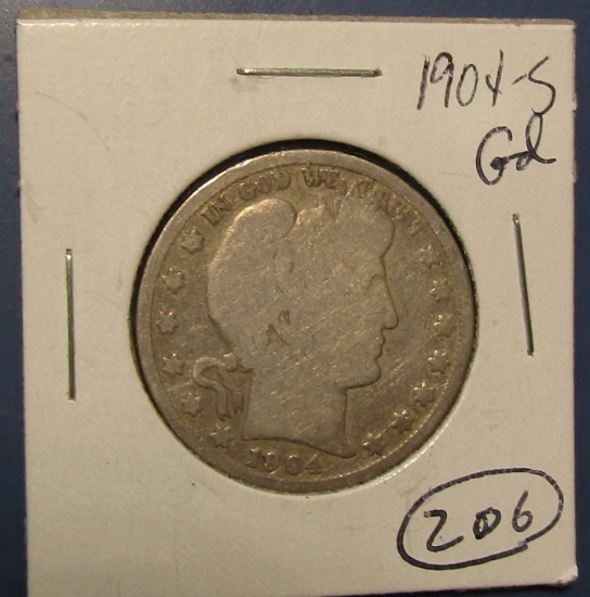 1904-S BARBER HALF DOLLAR GOOD-4