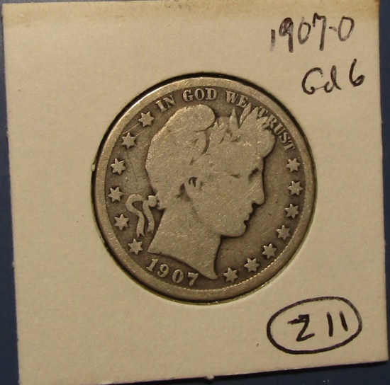 1907-O BARBER HALF DOLLAR GOOD-6