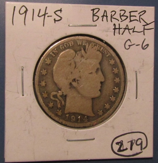 1914-S BARBER HALF DOLLAR GOOD-6