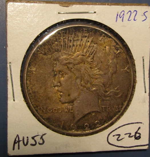 1922-S PEACE DOLLAR AU-55