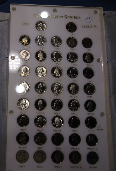1981 THRU 1993-S WASHINGTON QUARTER SET GEM NBU & PROOF IN CAPITOL CUSTOM H