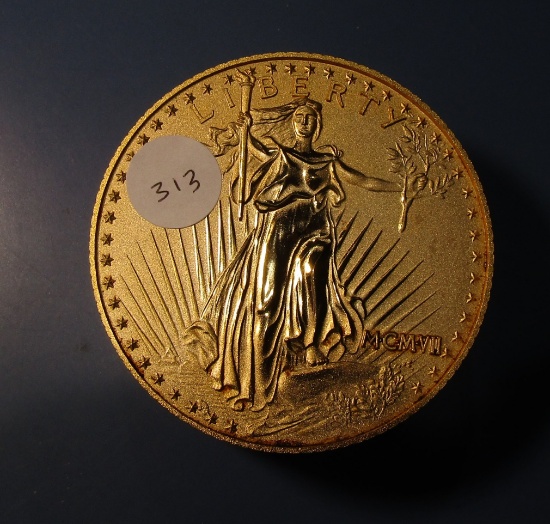 BULOVA TWENTY DOLLAR GOLD PIECE DESIGN CLOCK