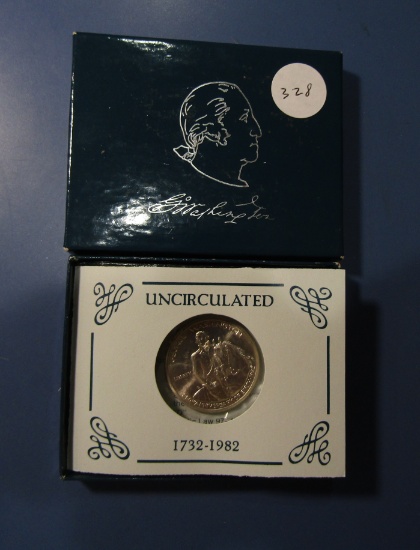 1982-D GEORGE WASHINGTON .3617 FINE SILVER COMMEM. HALF DOLLAR IN BOX