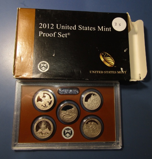 2012-S PROOF SET (2 HOLDERS BROKEN AND CHIPPED)