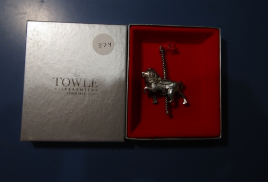 TOWLE SILVER PLATED CAROUSEL HORSE CHRISTMAS ORNAMENT