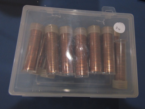 1970'S MIXED LINCOLN CENT BU ROLLS (21 ROLLS)