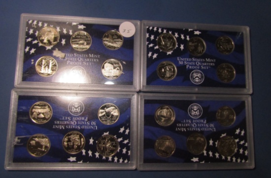 LOT OF SEVEN MIXED DATE STATE QUARTER PROOF SETS (7 SETS)