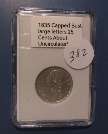 1835 BUST QUARTER CH AU-58