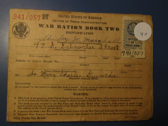 1942 WAR RATION BOOK