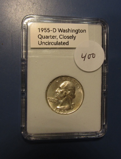1955-D WASHINGTON QUARTER CH AU-58