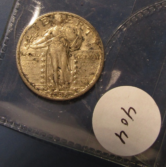 1928-S STANDING LIB. QUARTER CH AU-58