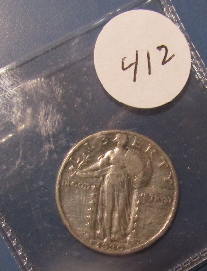 1930 STANDING LIB. QUARTER FINE