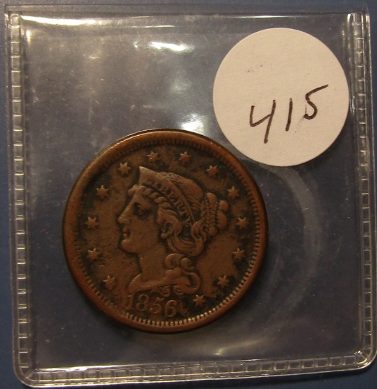1856 LARGE CENT F/VF