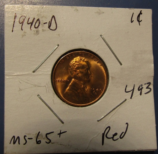 1940-D LINCOLN CENT GEM BU RED